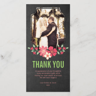 Agradecimiento Tarjeta de fotos de Chalkboard Boda Gracias Flores