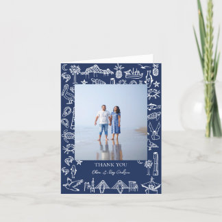 Agradecimiento Tarjeta de fotos de Charleston Toile Navy Blue