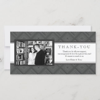 Agradecimiento Tarjeta de fotos de Damask moderna en blanco y neg