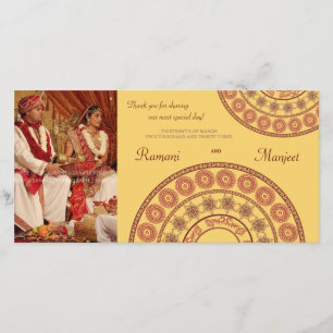 Agradecimiento Tarjeta de fotos de la india Henna Boda