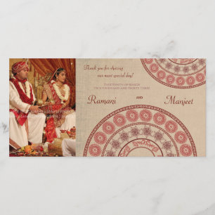 Agradecimiento Tarjeta de fotos de la india Henna Boda