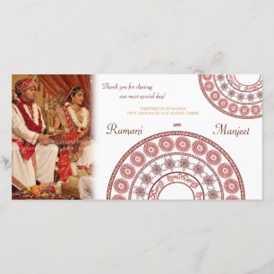 Agradecimiento Tarjeta de fotos de la india Henna Boda