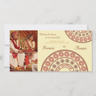 Agradecimiento Tarjeta de fotos de la india Henna Boda