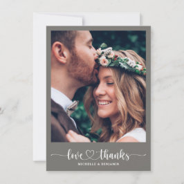 Agradecimiento Tarjeta de fotos de la moderna y elegante boda