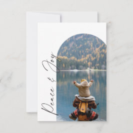 Agradecimiento Tarjeta de fotos de Navidad con arco minimalista m