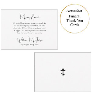 Agradecimiento Tarjeta de funeral ortodoxo blanco y negro de guió