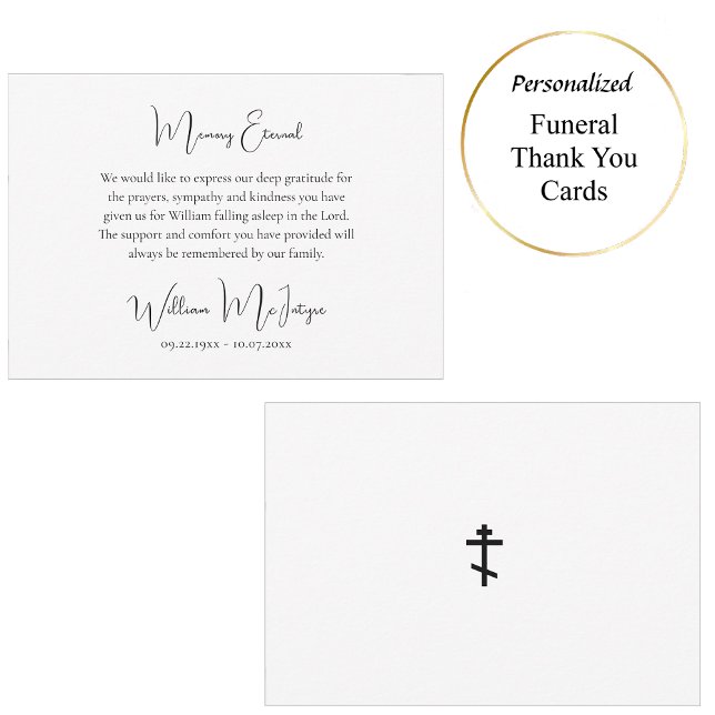 Agradecimiento Tarjeta de funeral ortodoxo blanco y negro de guió (Subido por el creador)