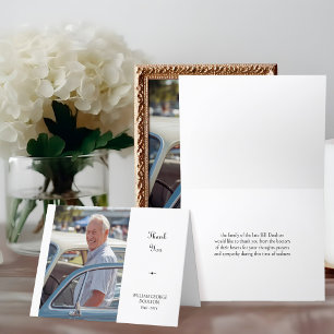 Agradecimiento Tarjeta de Funeral Simple Plegada Pequeña con Foto