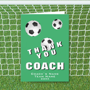 Agradecimiento Tarjeta de fútbol balón verde Gracias entrenador
