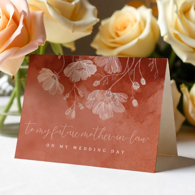 Agradecimiento Tarjeta de futura suegra floral de terracota oxida (Mother In Law Card)