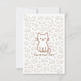 Agradecimiento Tarjeta de garabato de gato minimalista | Dibujo d