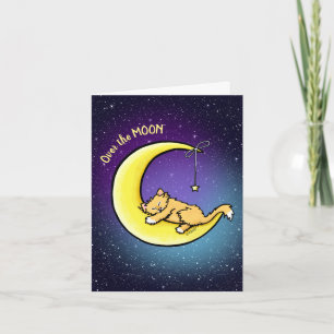Agradecimiento Tarjeta de gato naranja de amor lunar