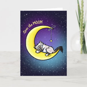 Agradecimiento Tarjeta de gato Ragdoll de amor lunar