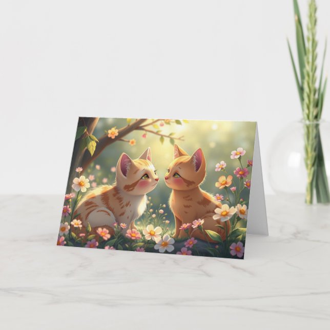 Agradecimiento Tarjeta de gato romántica de San Valentín (Anverso)