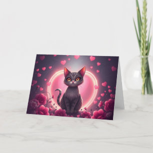 Agradecimiento Tarjeta de gato romántica de San Valentín