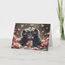 Tarjeta de gato romántica de San Valentín