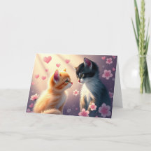 Tarjeta de gato romántica de San Valentín