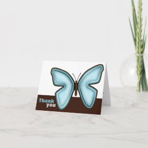 Agradecimiento Tarjeta de "Gracias" de Mariposa Marrón y Turquesa