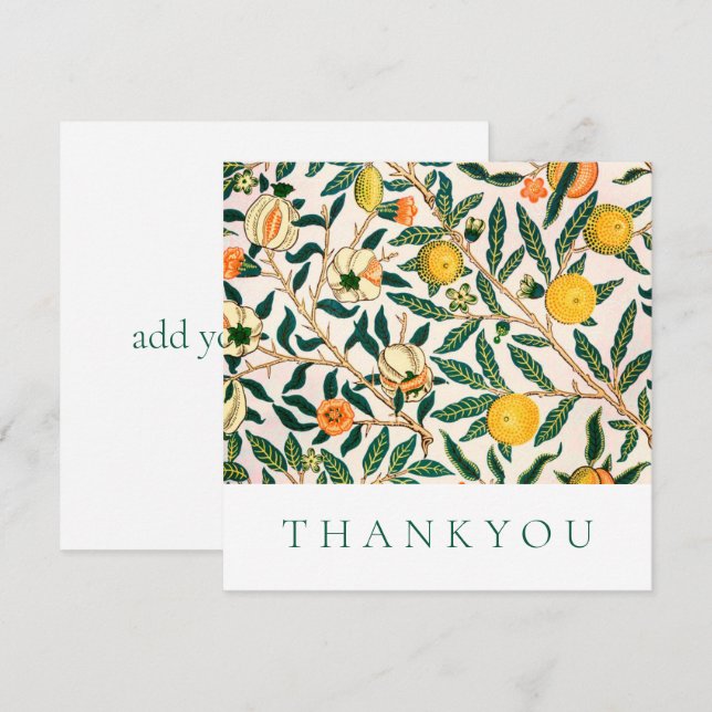 AGRADECIMIENTO TARJETA DE GRACIAS PLANA: WILLIAM MORRIS : POMEGRA (Anverso / Reverso)