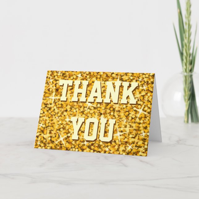 Agradecimiento Tarjeta de 'Gracias' 'Su texto' de Glitz "Gold" (Anverso)