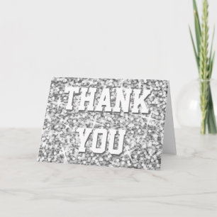 Agradecimiento Tarjeta de 'Gracias' "Texto" Glitz "Silver"