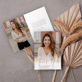 Agradecimiento Tarjeta de graduación de foto con guión de oro ros