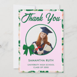 Agradecimiento Tarjeta de graduación de foto con lazo de gingham 