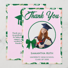 Agradecimiento Tarjeta de graduación de foto con lazo de gingham 
