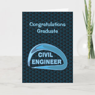 Agradecimiento Tarjeta de graduación de Ingeniero Civil Azul