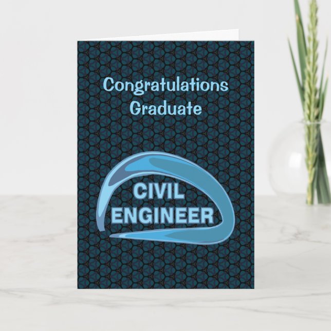 Agradecimiento Tarjeta de graduación de Ingeniero Civil Azul (Anverso)