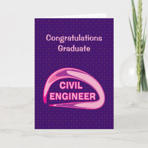 Agradecimiento Tarjeta de graduación de ingeniero civil rosa