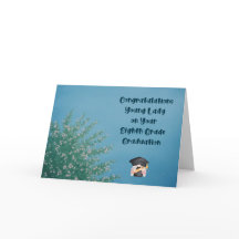 Tarjeta de graduación de octavo grado para niña