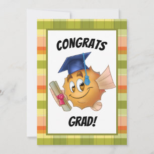 Agradecimiento Tarjeta de graduación de pescado lindo personaliza