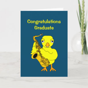 Agradecimiento Tarjeta de graduación de pollo saxofón