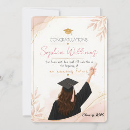 Agradecimiento Tarjeta de graduación floral elegante rosa dorado