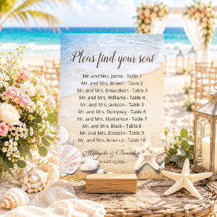 Agradecimiento Tarjeta de Gráfico de Asientos de Boda en Playa co