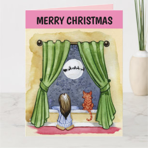 Agradecimiento TARJETA DE GREETING PARA NAVIDADES chicas y CAT