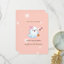 Agradecimiento Tarjeta de Halloween de fantasma pastel adorable |