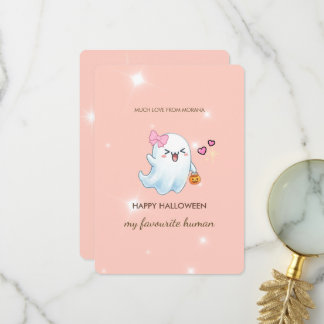 Agradecimiento Tarjeta de Halloween de fantasma pastel adorable |