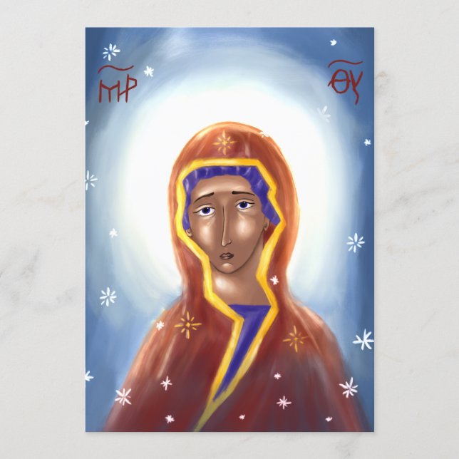 Agradecimiento Tarjeta de icono de papel de la Madre de Dios (Anverso)