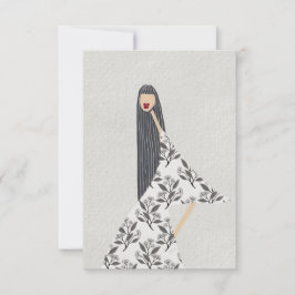 Agradecimiento Tarjeta de ilustración de moda glamour floral feme