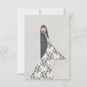 Agradecimiento Tarjeta de ilustración de moda glamour floral feme
