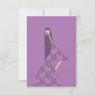 Agradecimiento Tarjeta de ilustración floral de moda femenina