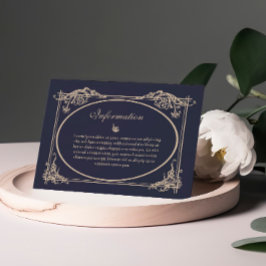 Agradecimiento Tarjeta de Información de Boda Barroca Azul Marino