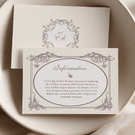 Agradecimiento Tarjeta de Información de Boda Barroca Marfil con 