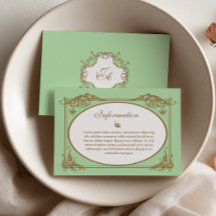 Tarjeta de Información de Boda Barroca Verde Menta