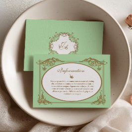 Agradecimiento Tarjeta de Información de Boda Barroca Verde Menta