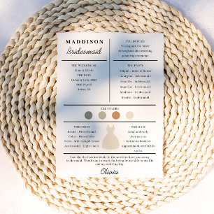 Agradecimiento Tarjeta de información de dama de honor