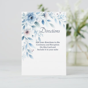 Agradecimiento Tarjeta de instrucciones florales azules elegantes