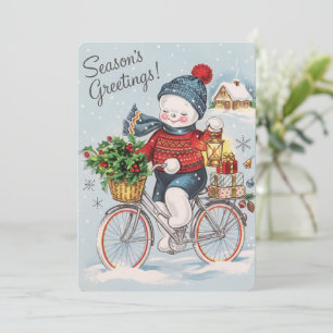 Agradecimiento Tarjeta de invierno acogedora de farol de muñeco d
